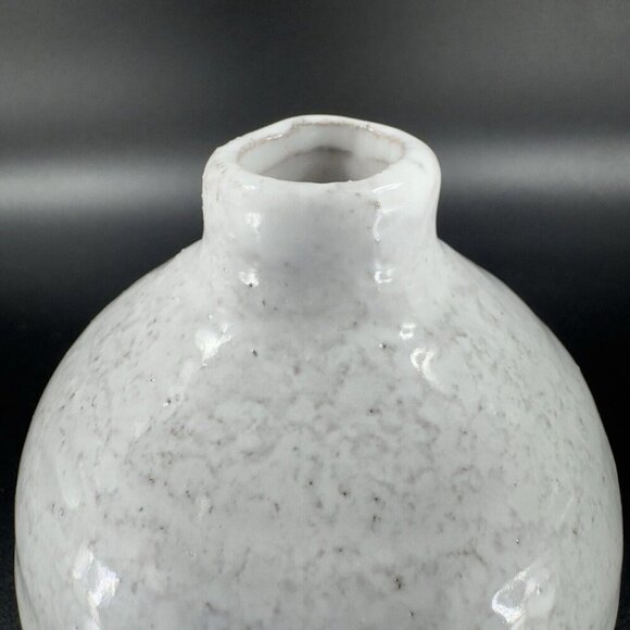 Vintage Hand Made RedWare Pottery Bud Vase Vessel White Glaze Folk Art Decor - Picture 8 of 11